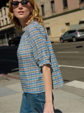 ANTHROPOLOGIE Nation LTD Whitney Top - Coastal Plaid NWT